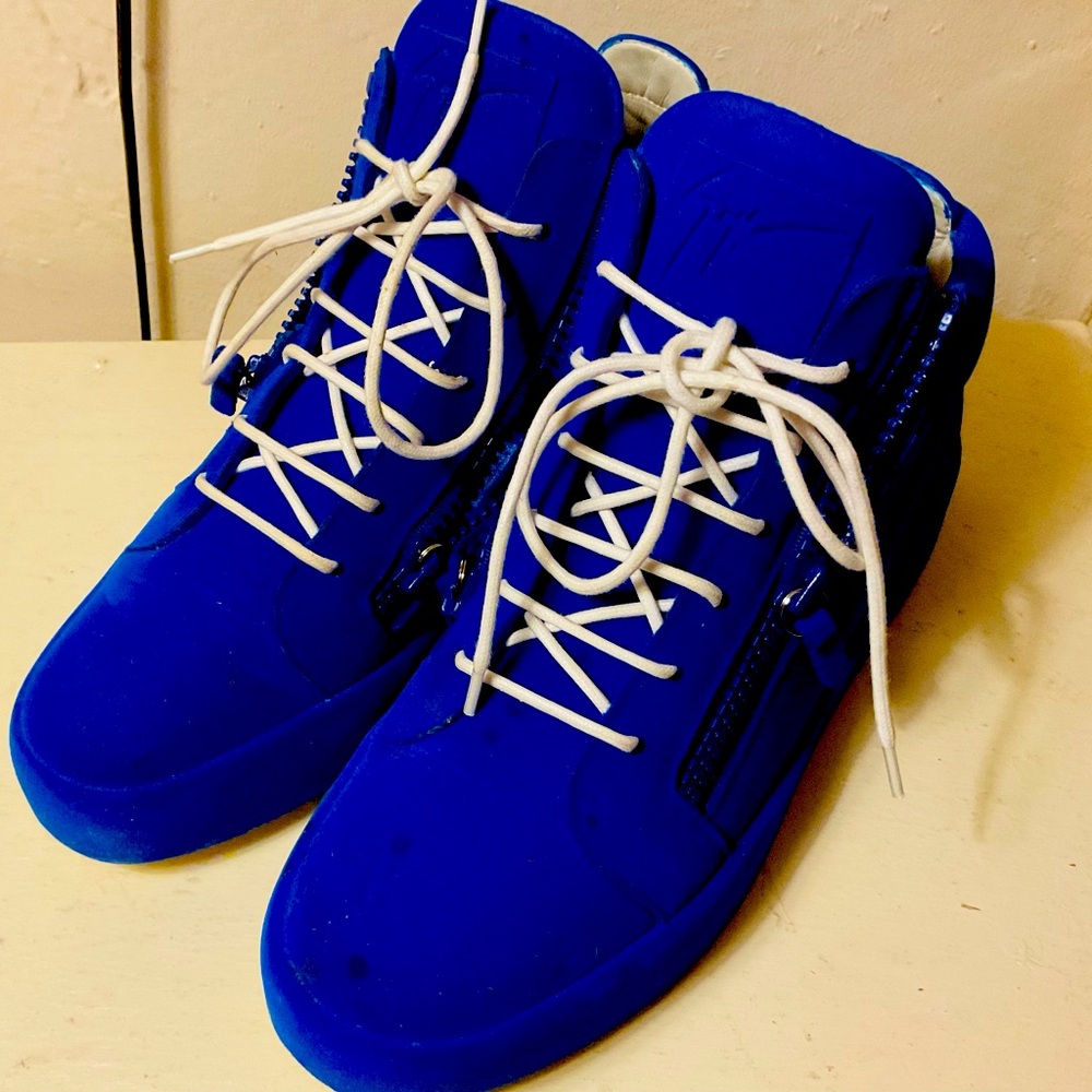Giuseppe Zanotti Blue Sneakers with White Laces